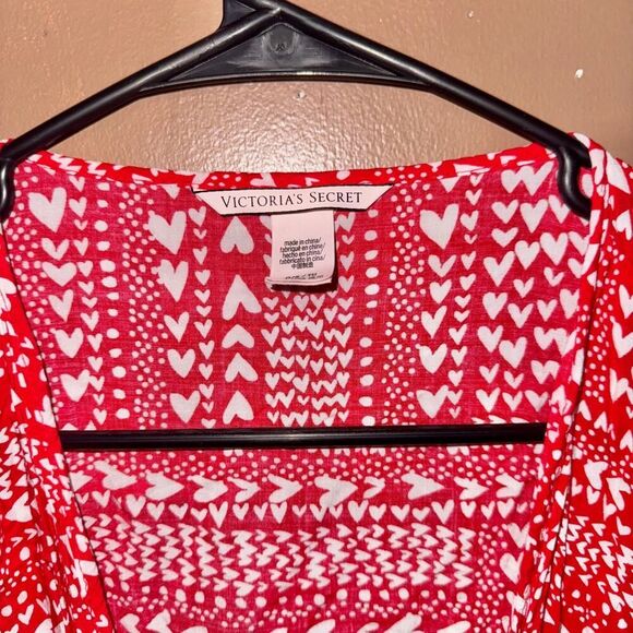 Victoria Secret Women's Front Tie Red Floral Short Sleeve Blouse Top Size Small - Picture 10 of 11